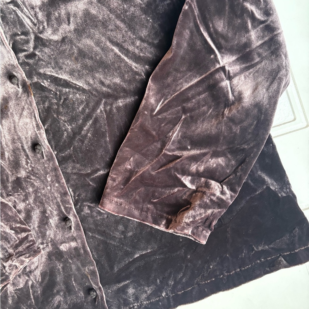 Eileen Fisher Long Sleeve Velvet Button Down Top Deep Purple Size Small - Picture 5 of 8